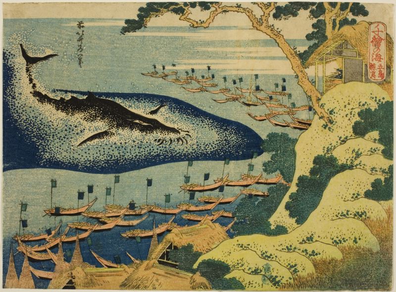 Whaling Off the Goto Coast by Hokusai